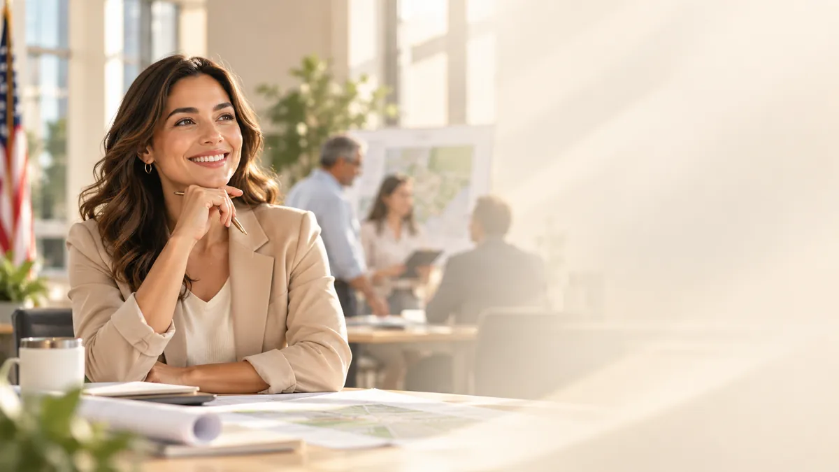 Business owner reviewing financing at a laptop in a bright office